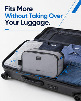 ZEEMO Travel Toiletry Bag in a suitcase for travel