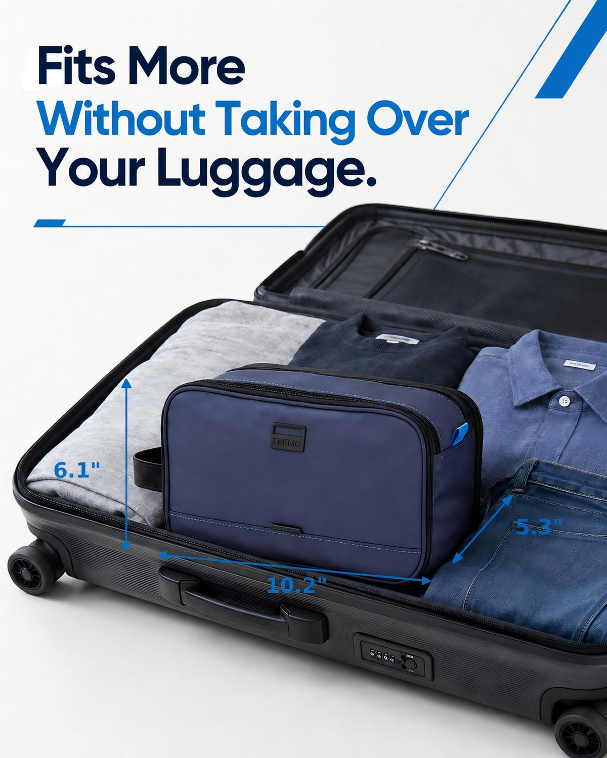 ZEEMO Travel Toiletry Bag laid flat with items sorted