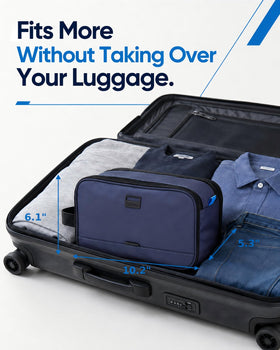 ZEEMO Travel Toiletry Bag laid flat with items sorted
