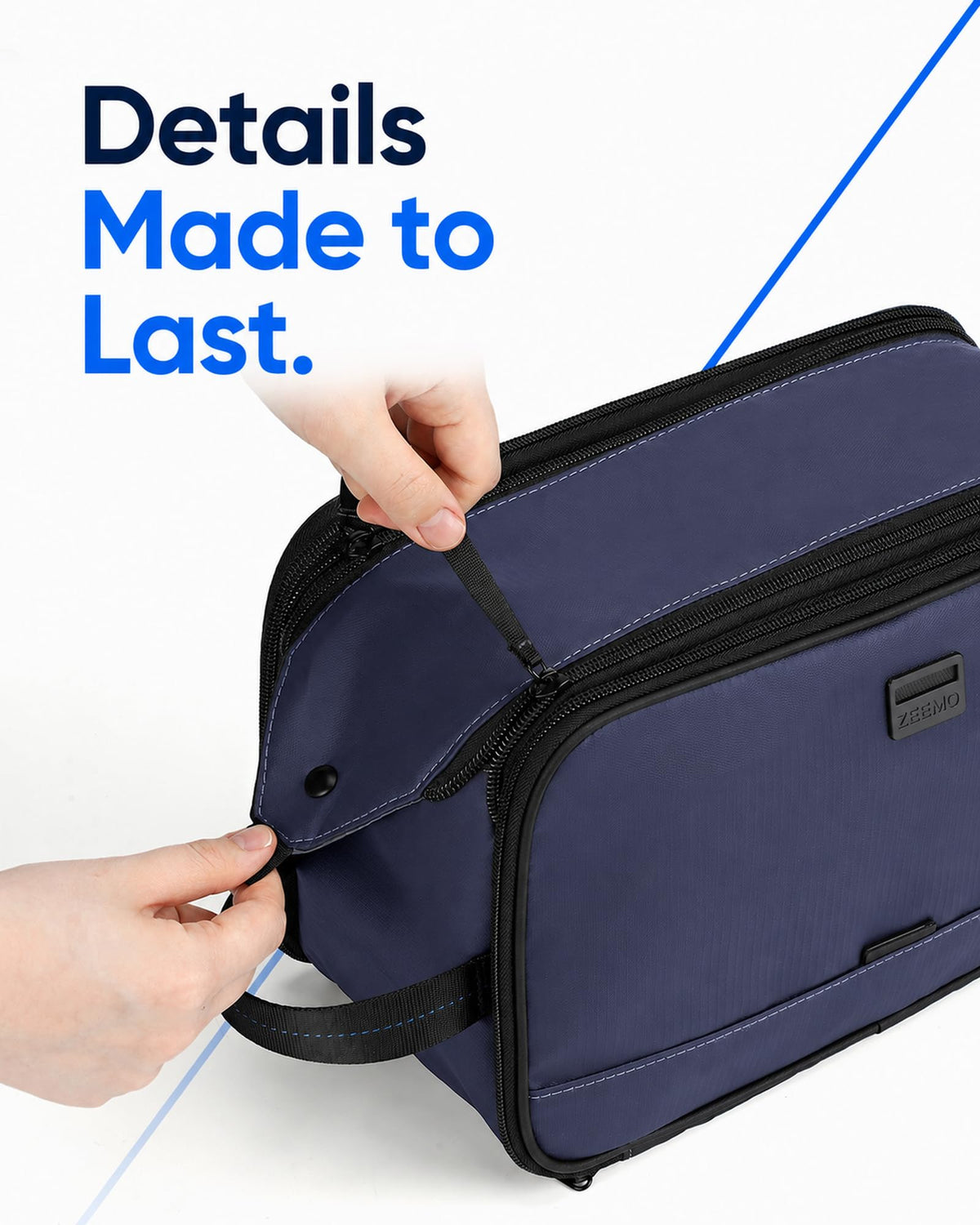 ZEEMO Travel Toiletry Bag showing mesh pocket organization
