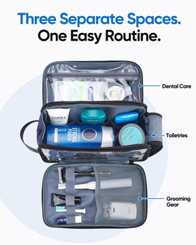 ZEEMO Travel Toiletry Bag side view displaying extra large capacity