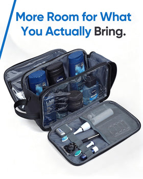 ZEEMO Travel Toiletry Bag side view with zippers