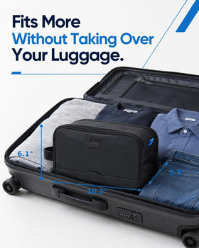 ZEEMO Travel Toiletry Bag with toiletries arranged inside