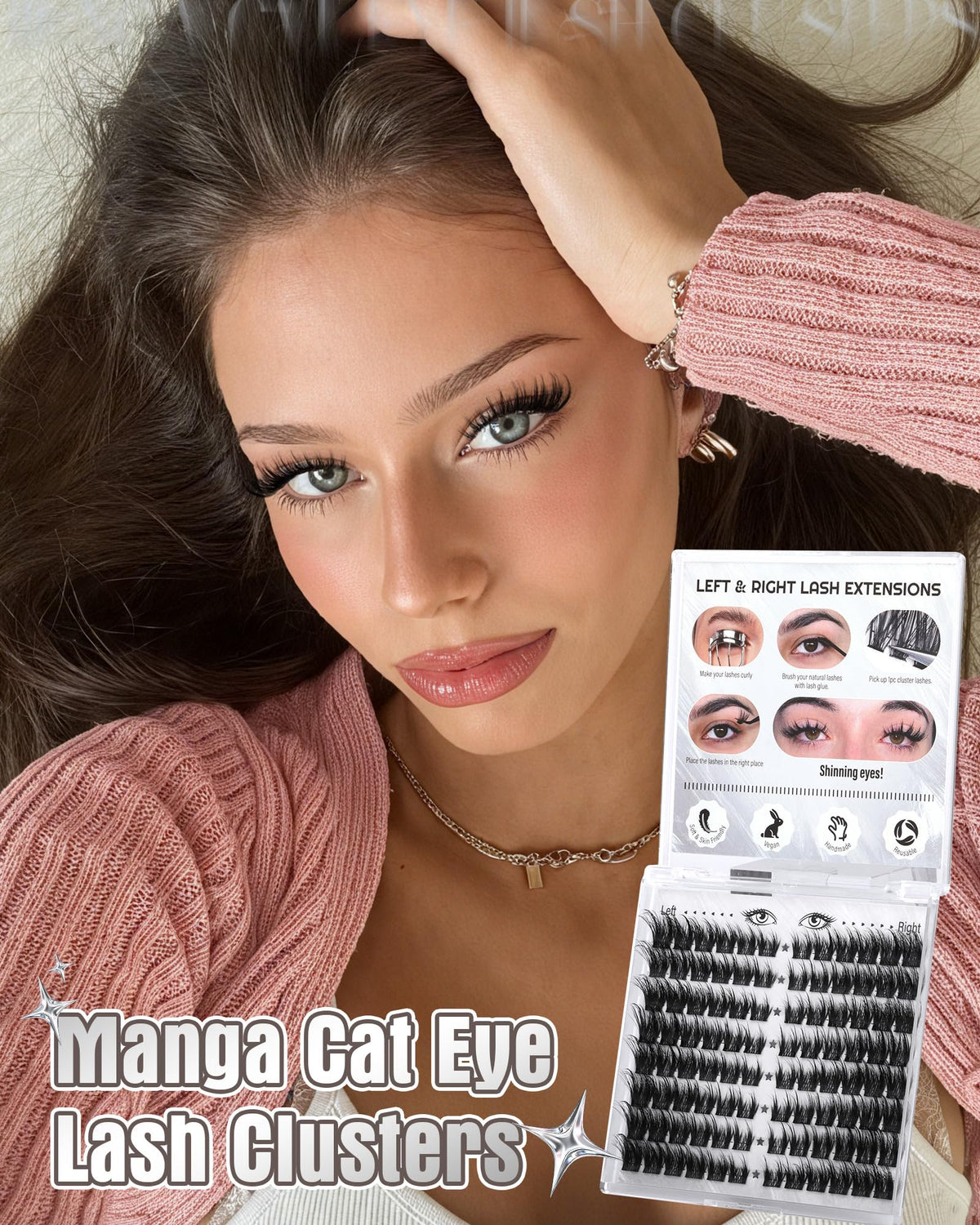 Zegaine Cat Eye Lash Clusters close-up of individual lashes