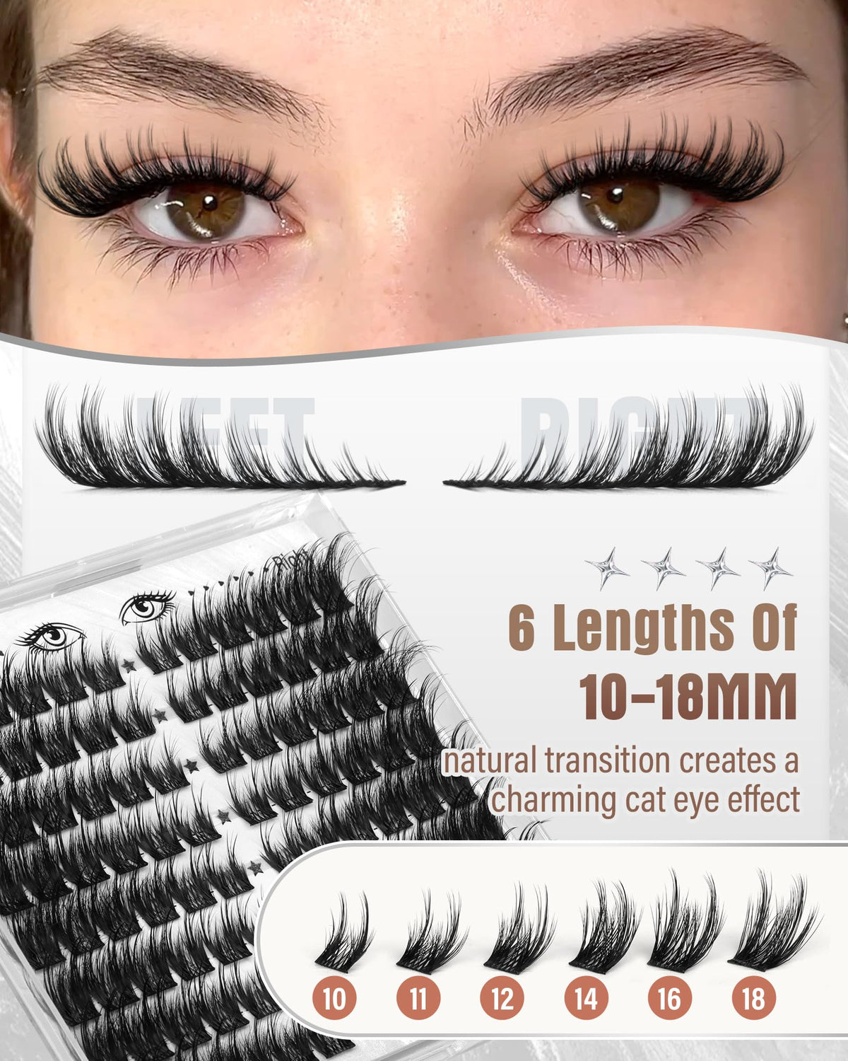 Zegaine Cat Eye Lash Clusters displayed on a makeup table