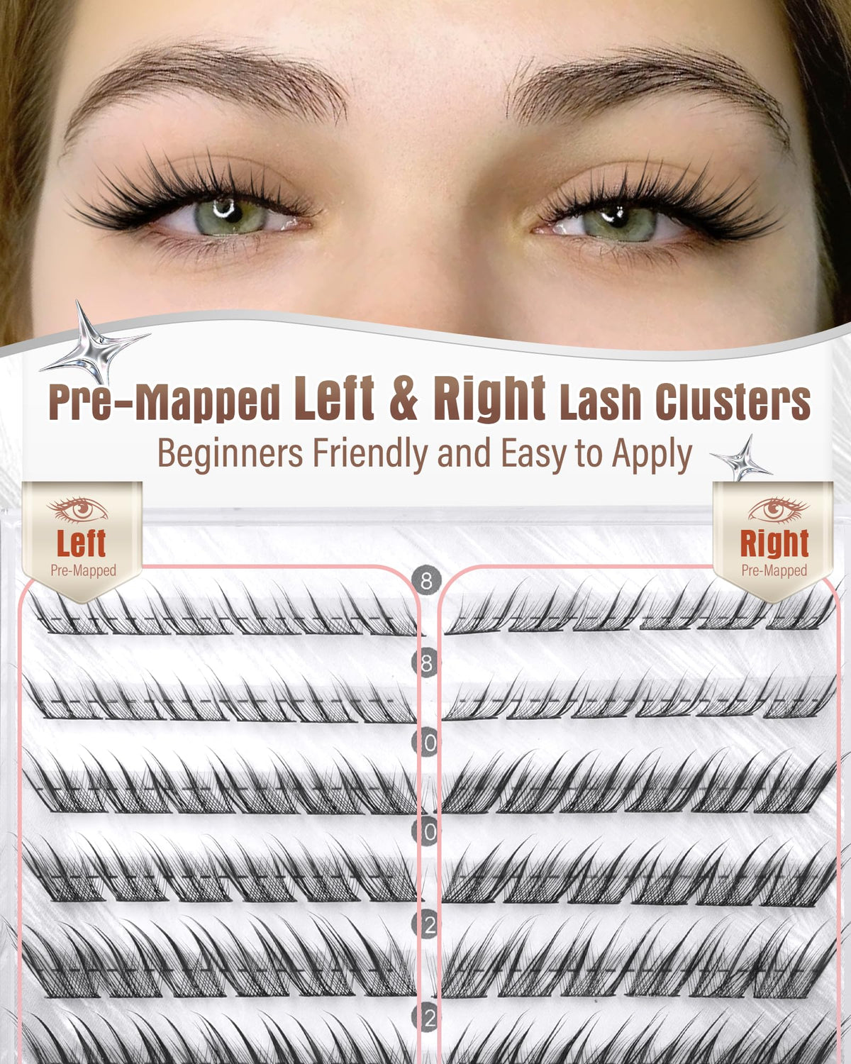 Zegaine Fox Eye Lash Clusters in use on model
