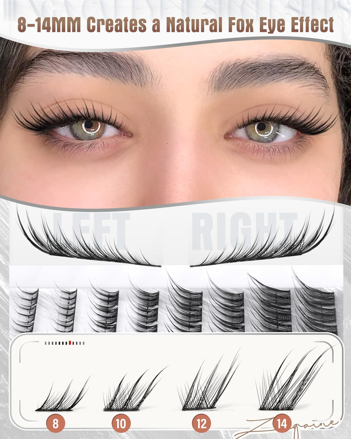 Zegaine Fox Eye Lash Clusters Kit components laid out