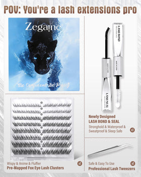 Zegaine Fox Eye Lash Clusters Kit packaging