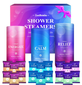 ZenBombs 18 Pack Shower Steamers in elegant packaging