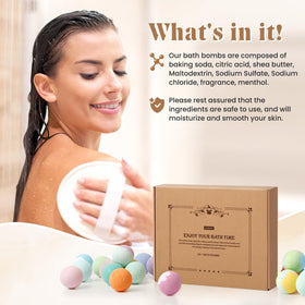 ZenBombs bath bombs displayed in a bath setting