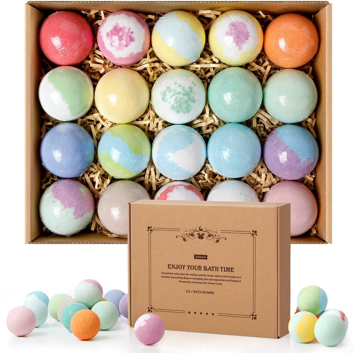 ZenBombs Bath Bombs Set with 20 colourful bath bombs