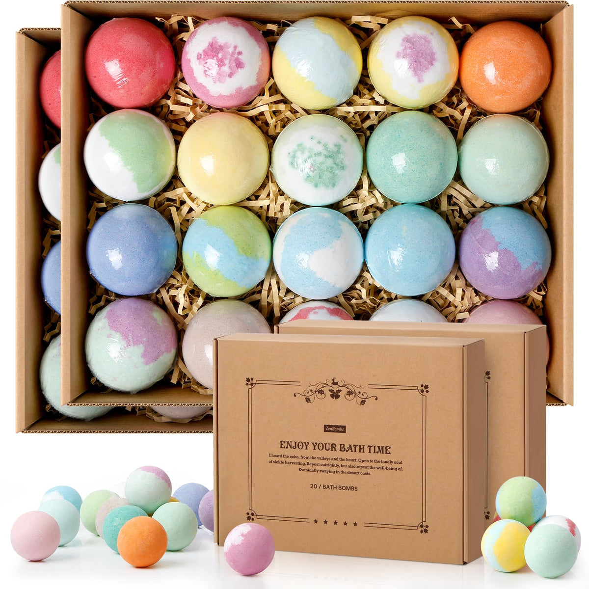 ZenBombs Bath Bombs Set with 40 colourful bath bombs