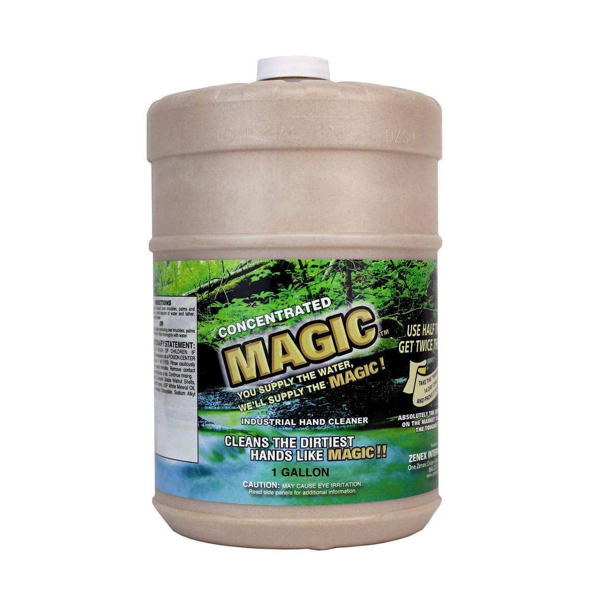 Zenex Magic Hand Soap 1 gallon front view with walnut shell scrubbers
