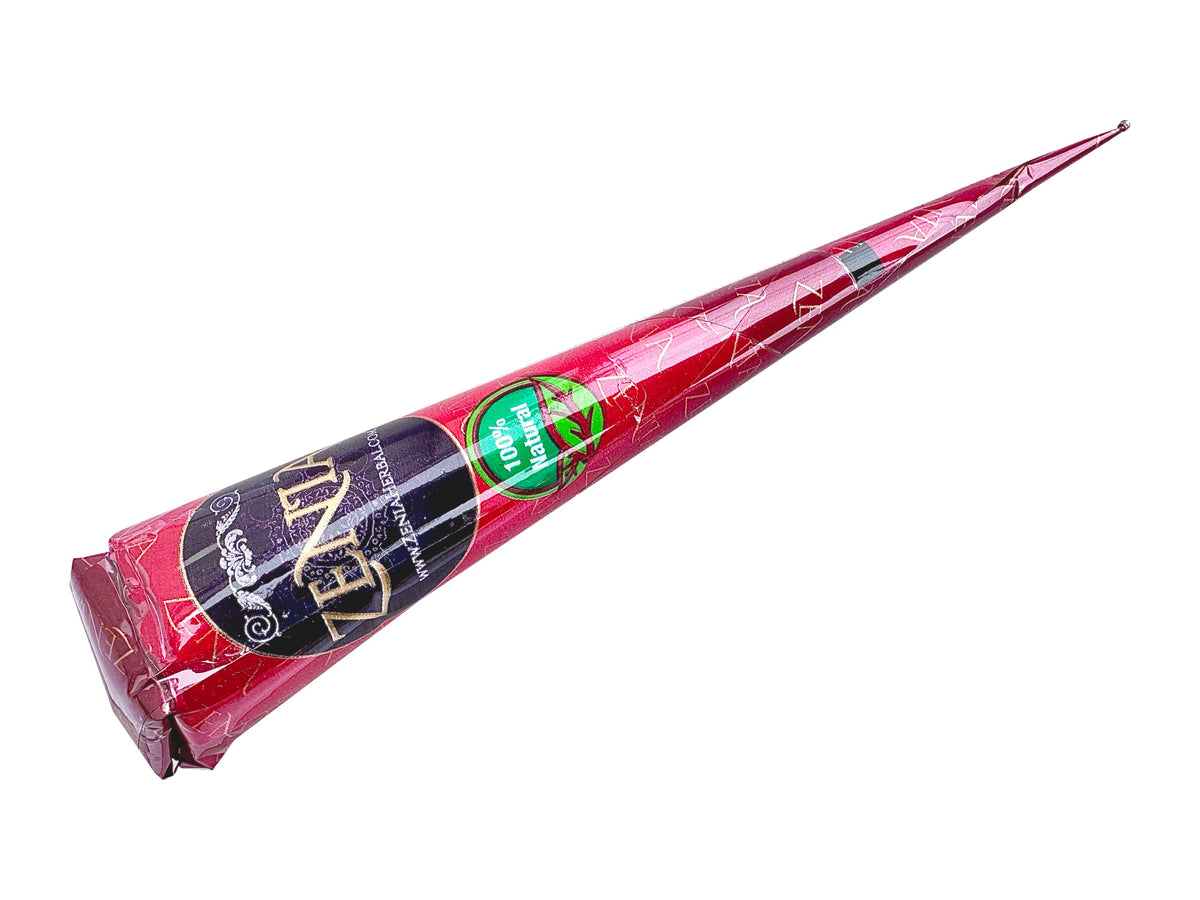 Zenia henna cone with reddish brown dye visible