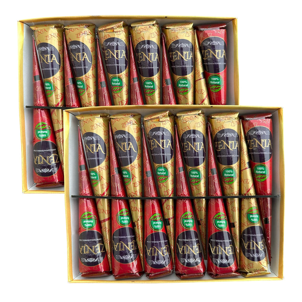 Zenia Henna Hair Color Paste Cones pack of 24 with reddish-brown colour