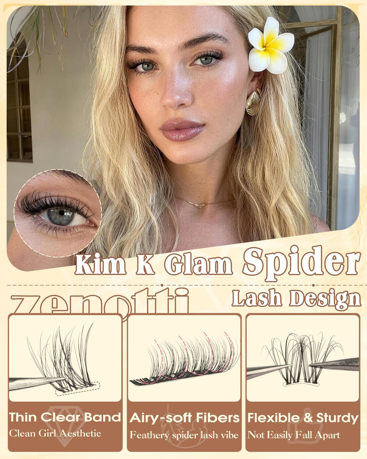 zenotti lash clusters on model's eyes showcasing natural look