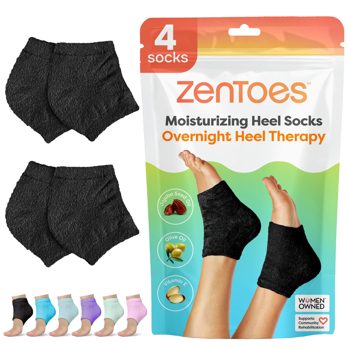 ZenToes Moisturizing Heel Socks front view with gel lining