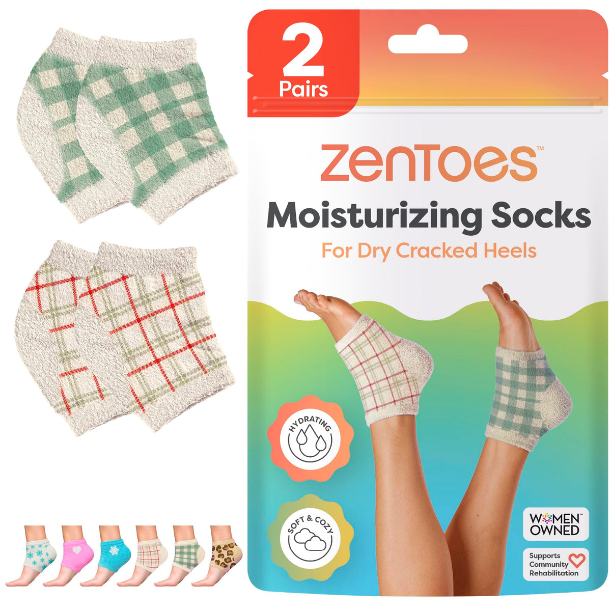 ZenToes Moisturizing Heel Socks front view with gel lining