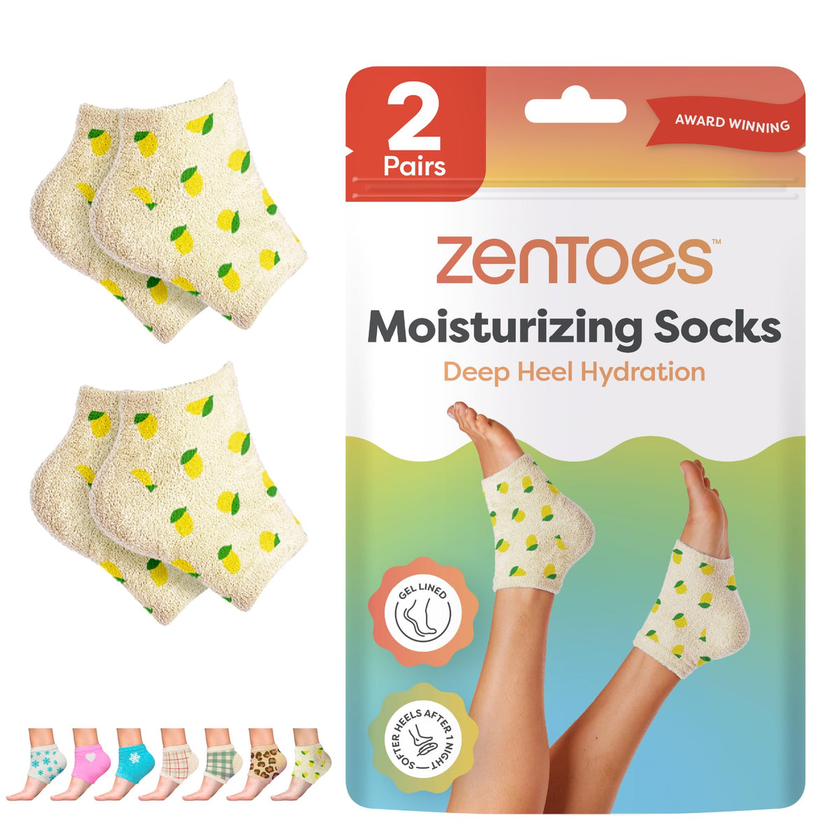 ZenToes Moisturizing Heel Socks front view with gel lining
