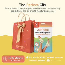 ZenToes Moisturizing Heel Socks in a cozy home setting