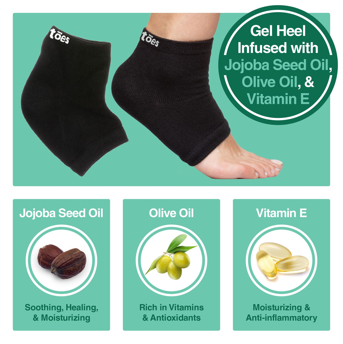ZenToes Moisturizing Heel Socks side view with open-toe design