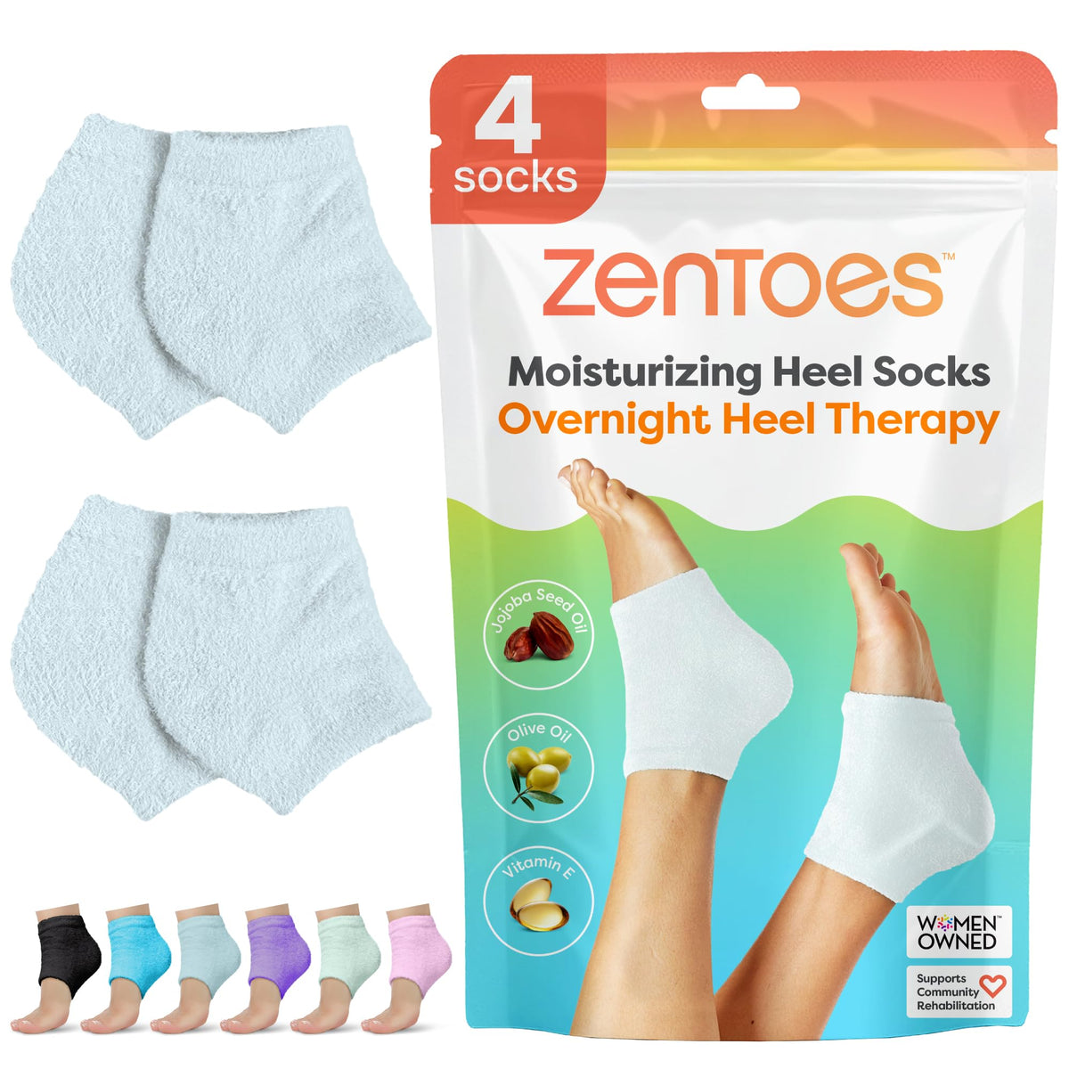 ZenToes Moisturizing Sleep Socks front view in slate colour