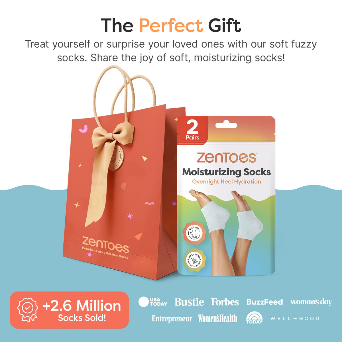 ZenToes Moisturizing Sleep Socks with a hand applying lotion