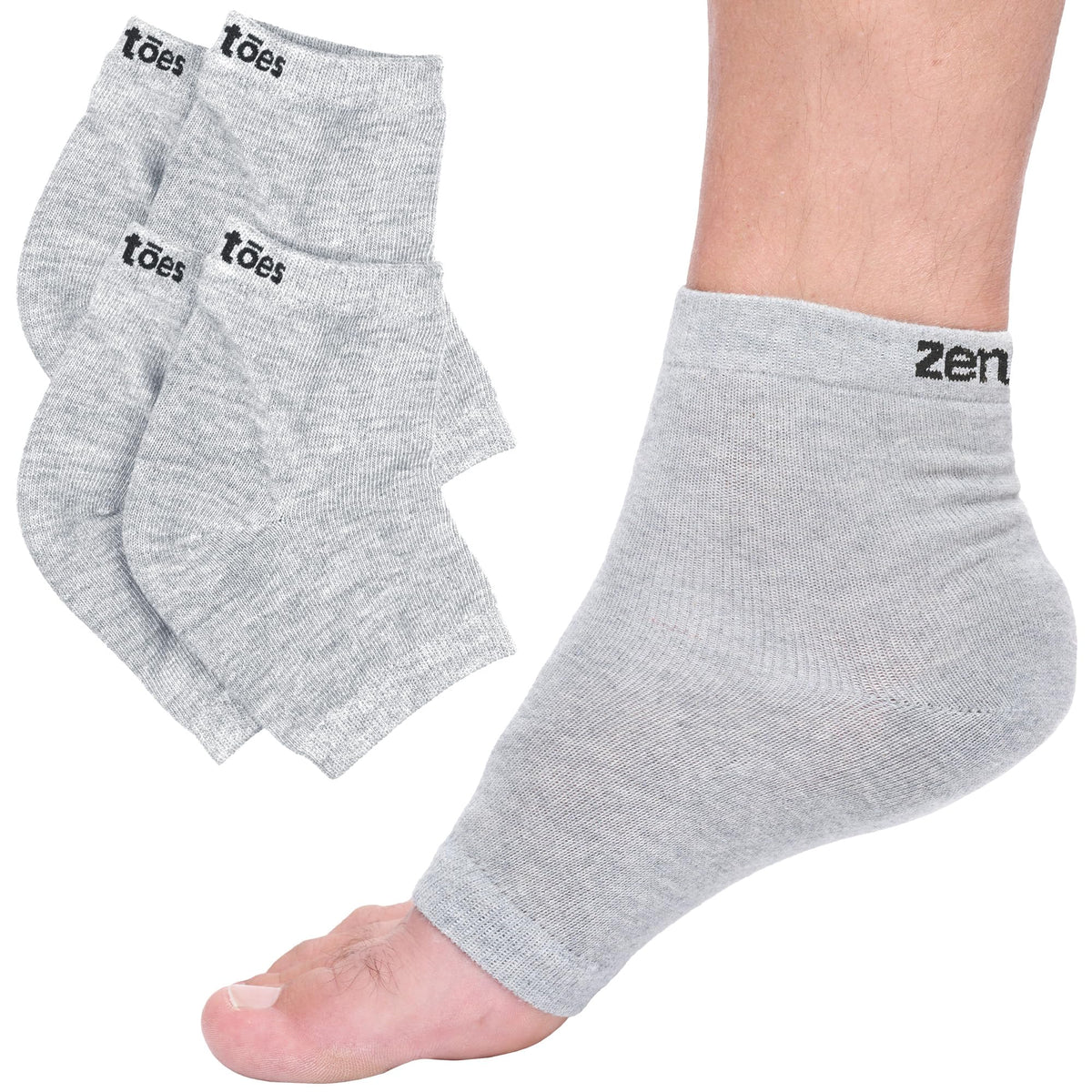 ZenToes Moisturizing Socks front view, showing gel-lined heel