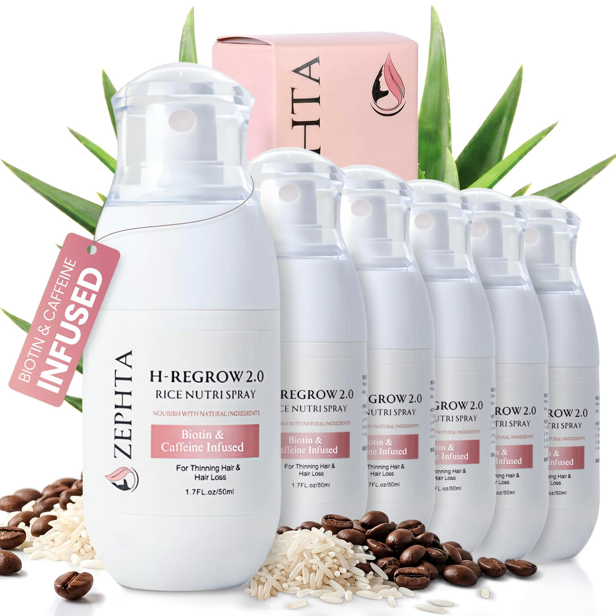 Zephta H-Regrow Hair Growth Spray 6 Pack front view