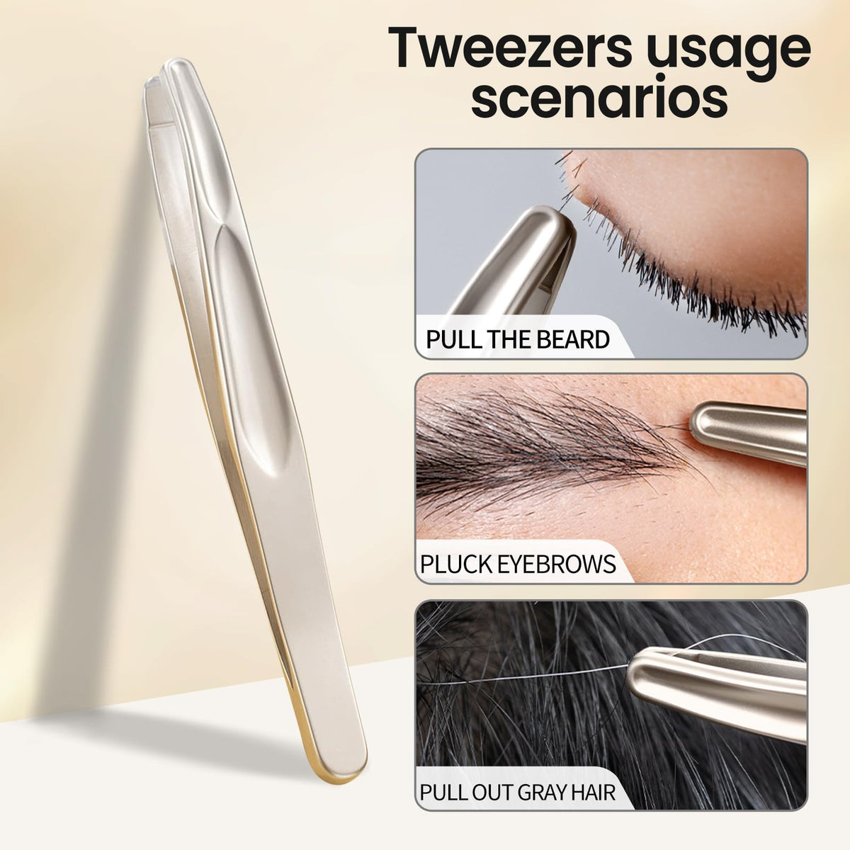 ZERNBER Eyebrow Tweezers angled view