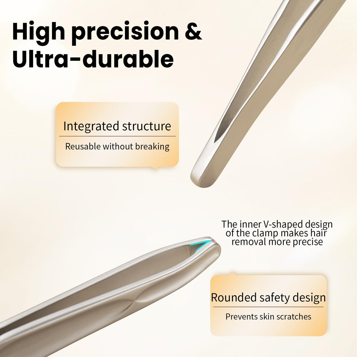 ZERNBER Eyebrow Tweezers with a hand for scale