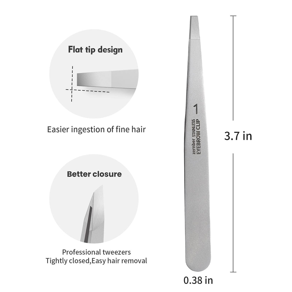 ZERNBER stainless steel tweezers side view
