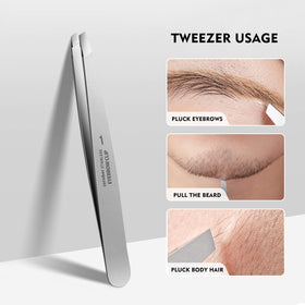 ZERNBER tweezers demonstrating hair removal on skin