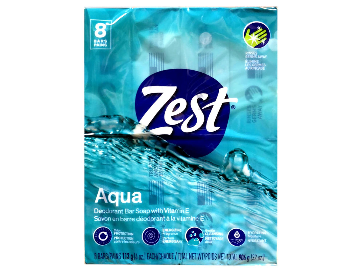 Zest Aqua Pure Cleansing Bar Soap individual bar close-up