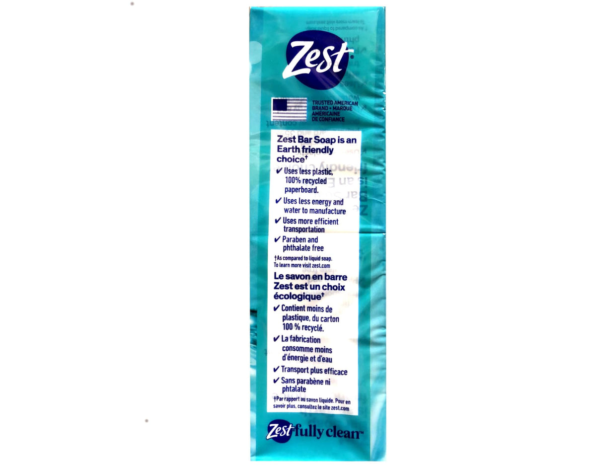 Zest Aqua Pure Cleansing Bar Soap with vitamin E ingredients