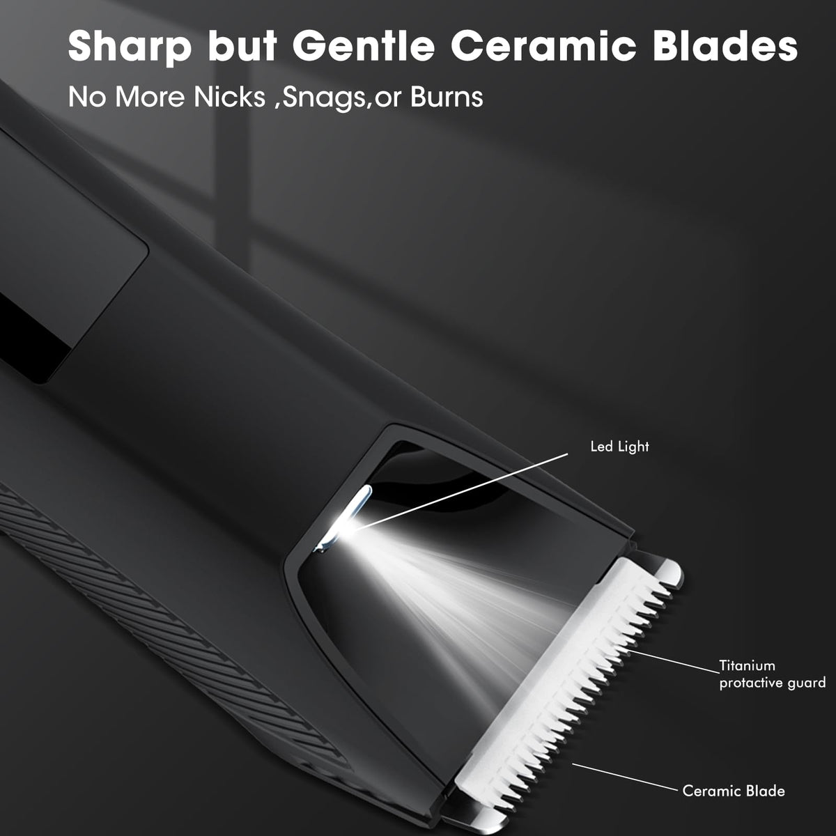 Zesuti Pubic Hair Trimmer showing LED display and charging status