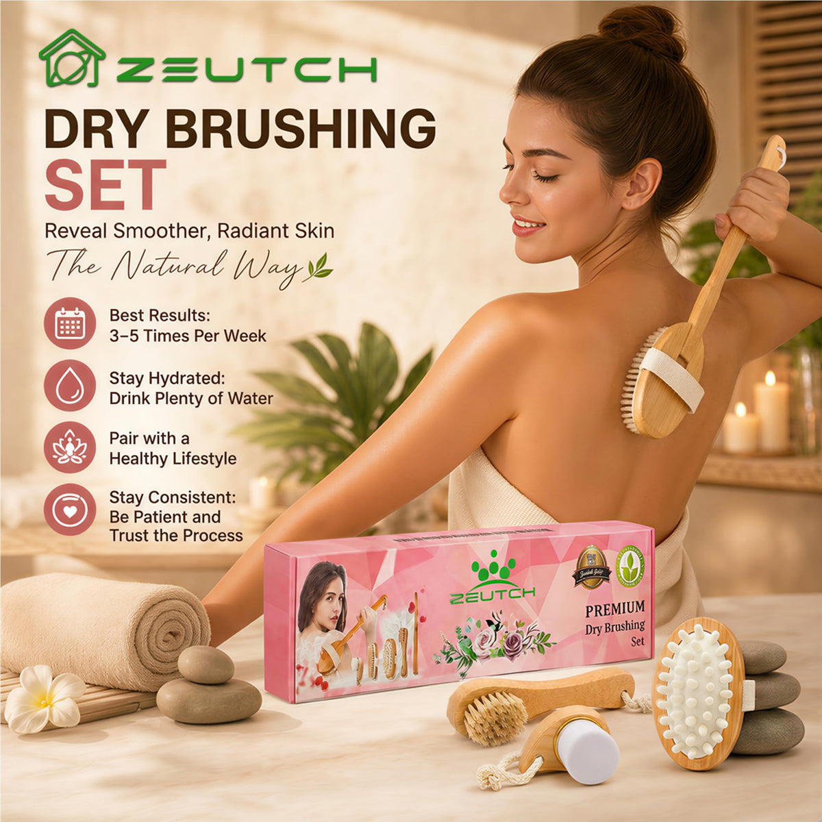 Zeutch body brush with natural bristles