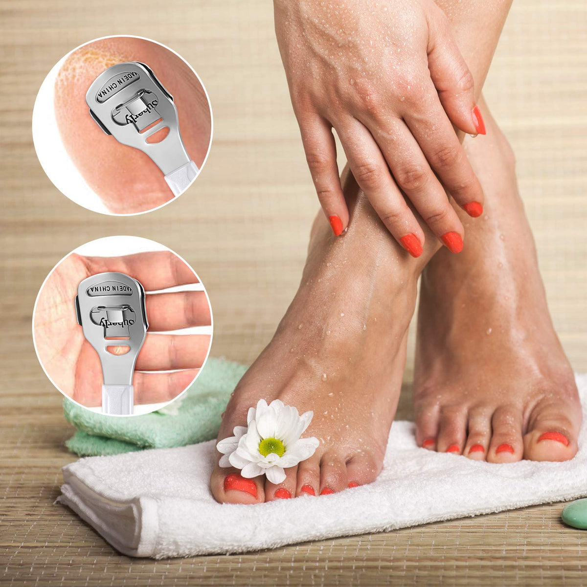 Zhehao callus shaver set with blades and foot file on a table