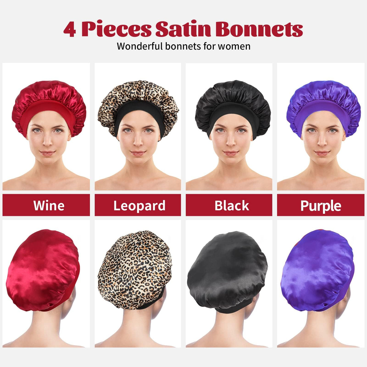 ZHENSILK silk bonnet in wine red with elastic band detail