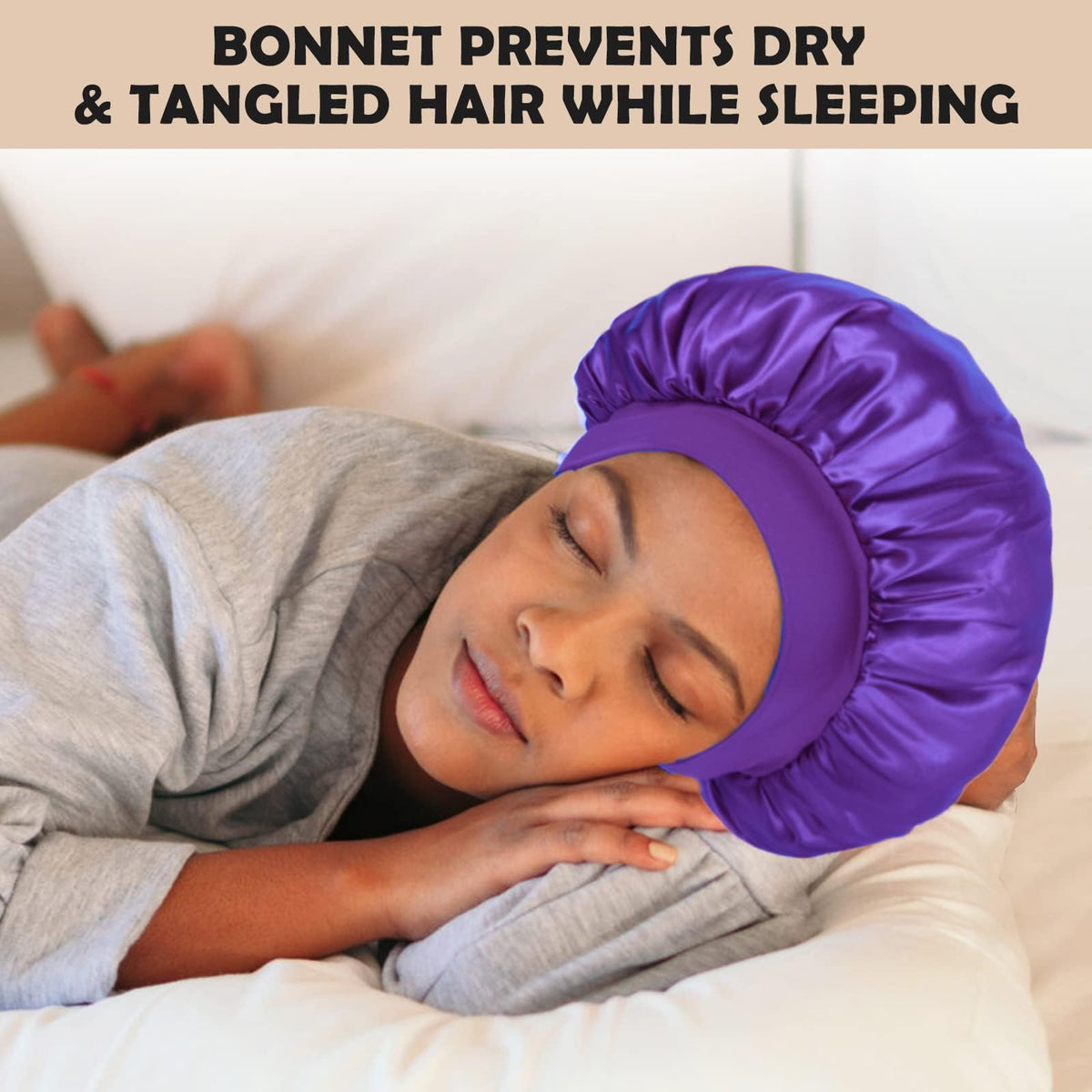 ZHENSILK silk bonnet worn by a woman while sleeping