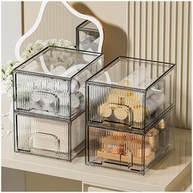 ZHIAI 4 Pack Clear Stackable Storage Drawer front view