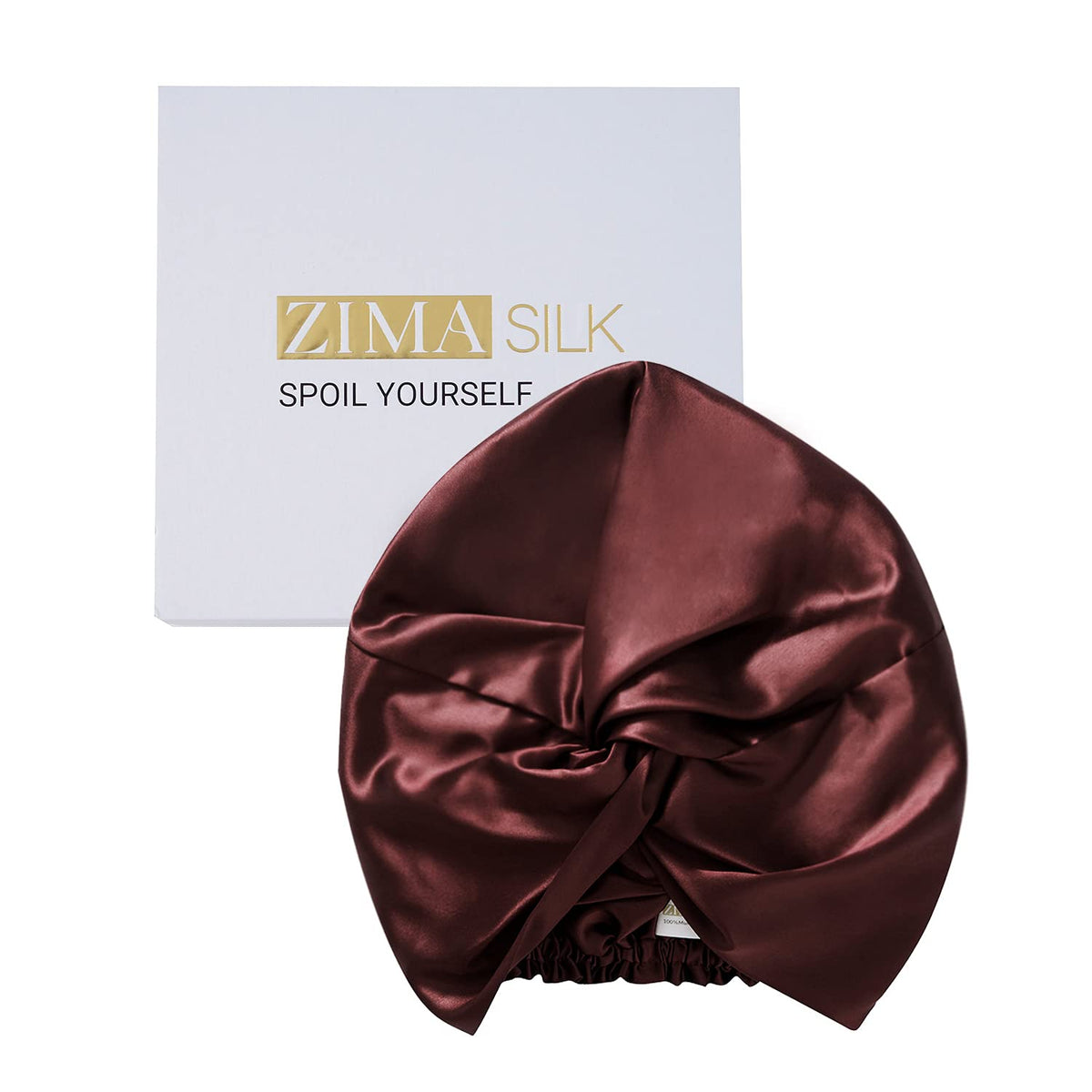 ZIMASILK 22 Momme Burgundy Silk Bonnet front view