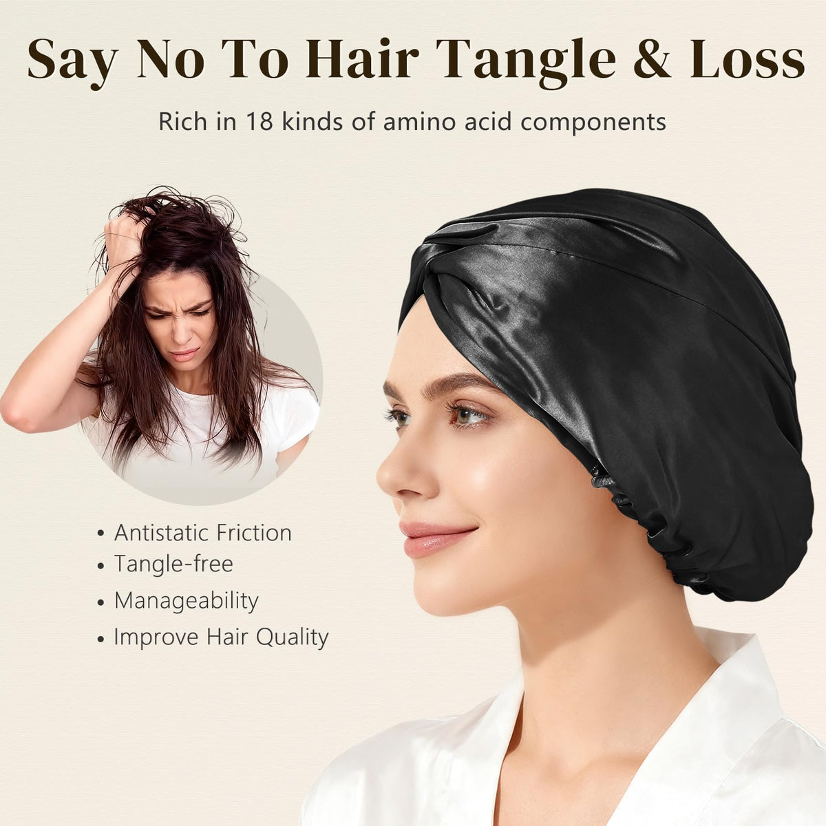 ZIMASILK 22 Momme Silk Bonnet packaging and care instructions