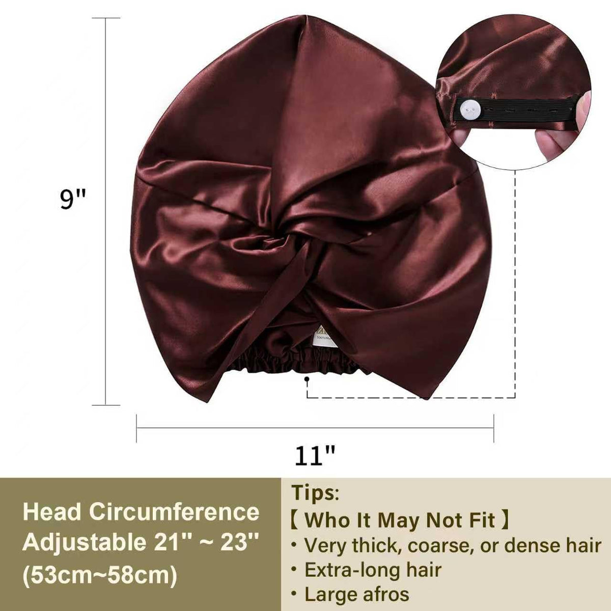 ZIMASILK 22 Momme Silk Bonnet side view
