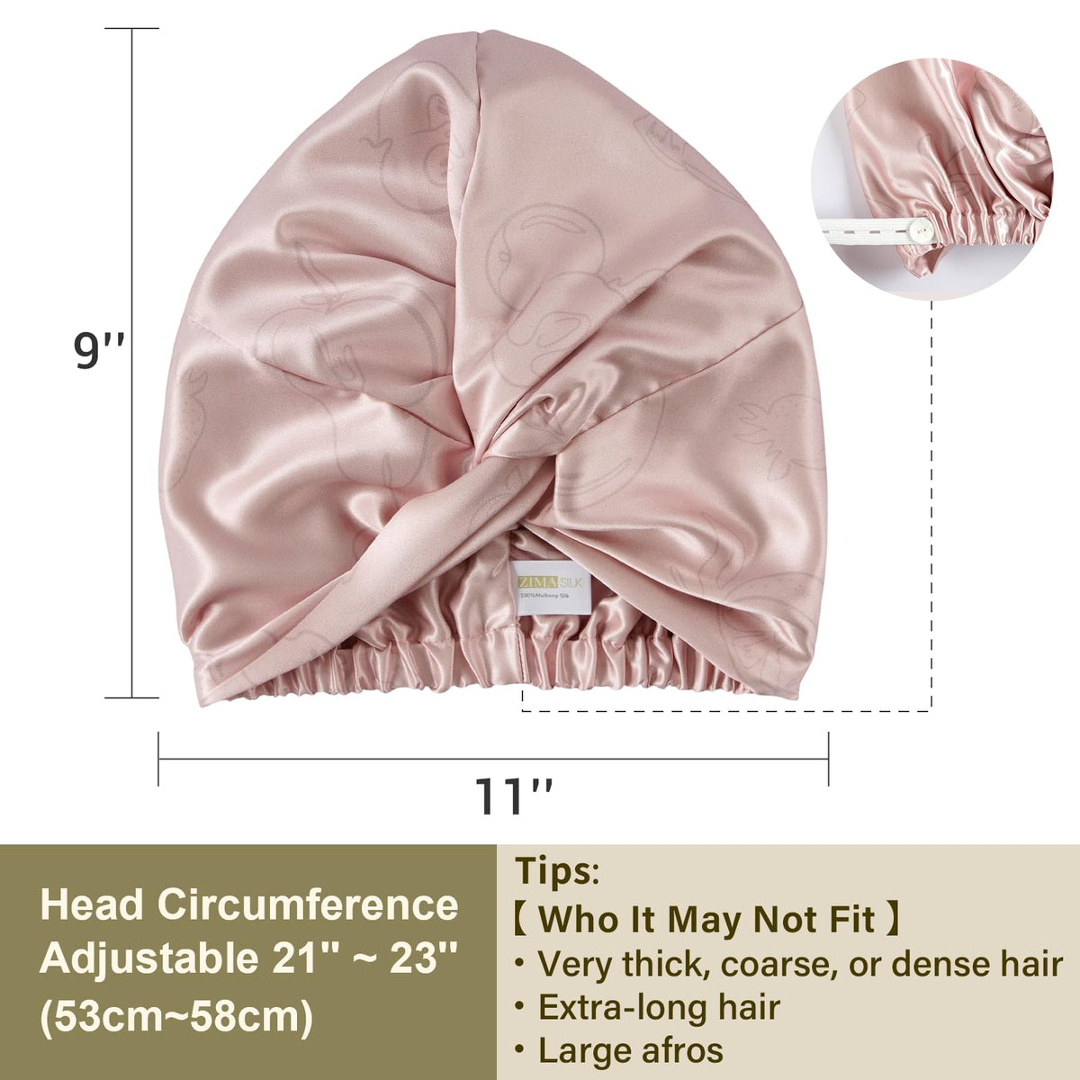 ZIMASILK Silk Bonnet displayed on a bed for lifestyle context