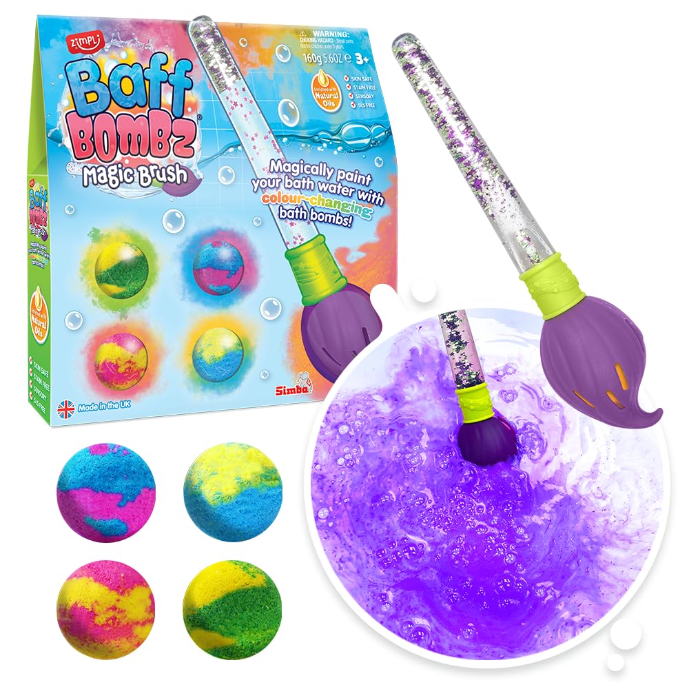 ZIMPLI Baff Bombz Magic Brush 4 bath bombs in colourful packaging