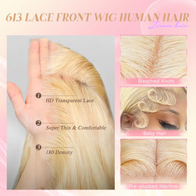 Zinnia 30 Inch 613 Lace Front Wig side view showing hair texture