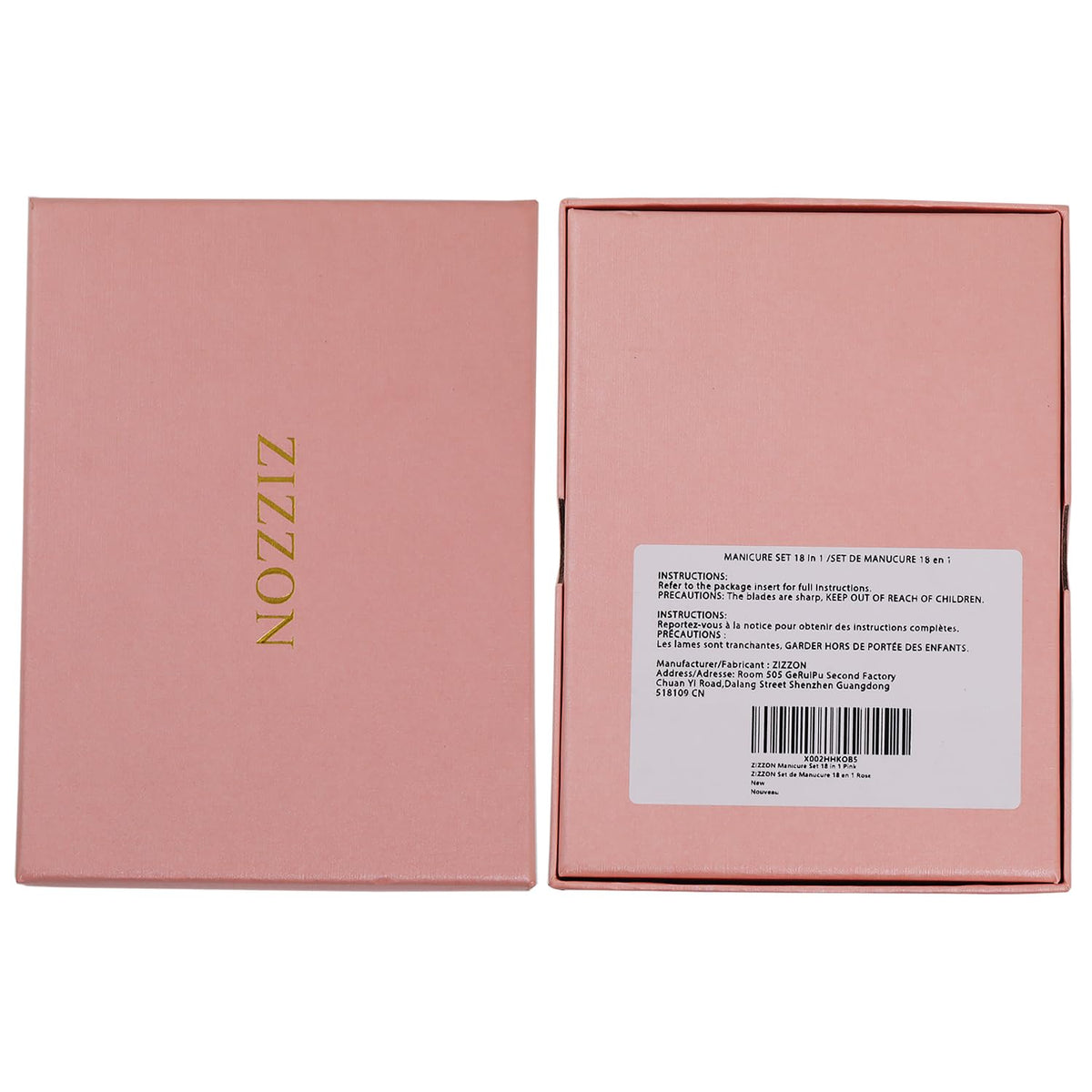 ZIZZON manicure set with pink leather case closed