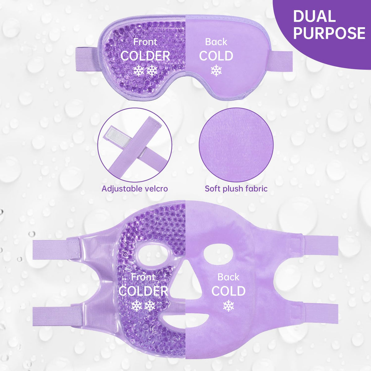 ZNÖCUETÖD Cooling Mask Ice Pack close-up of soft plush side