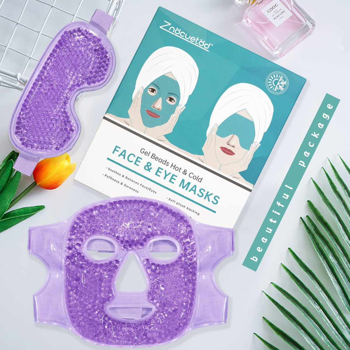 ZNÖCUETÖD Cooling Mask Ice Pack side view showing reversible design